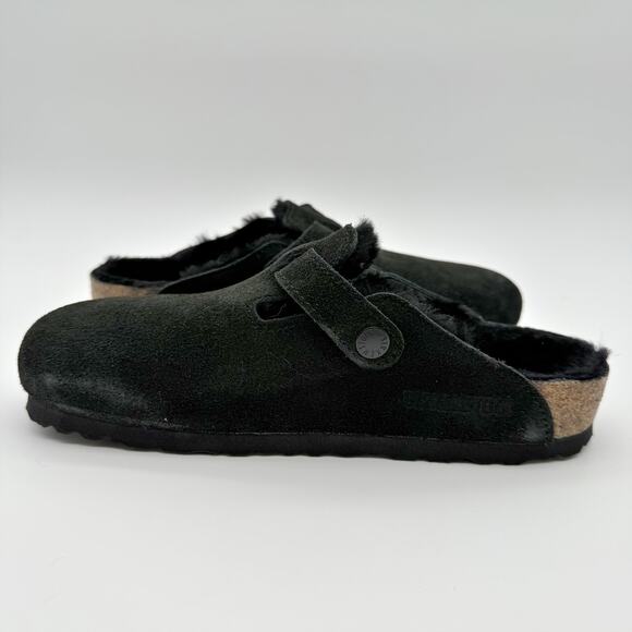 Birkenstock Womens Boston Shearling Clog EU 36 US 5 Black Suede Slip On NIB - Picture 7 of 11